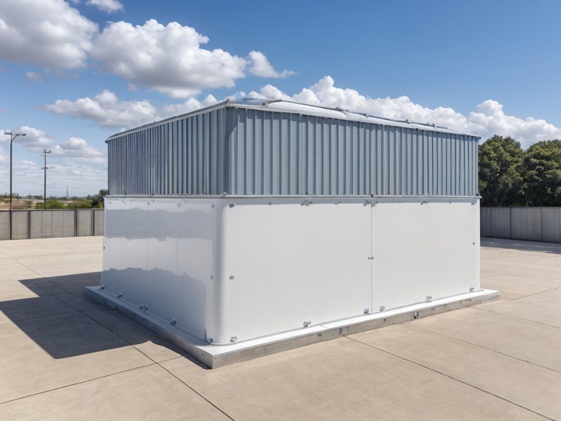Sectional tank on steel base